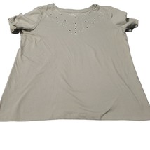 Coral Bay Womens T-Shirt Olive Size XL Cotton Blend Short Sleeve Pullover - £8.56 GBP