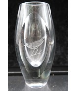 Vtg Hovmantorp Glasbruk Swedish Art Glass Vase with Etched Bird Design 1007 - $56.13 CAD