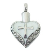 Stainless Steel Sacred Heart Cremation Urn Pendant for Ashes w/20-inch Necklace - £71.92 GBP