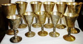 VINTAGE SILVERPLATE STEMWARE SPAIN 5 CORDIAL &amp; 7 WATER/WINE GOBLETS - $702.54 MXN