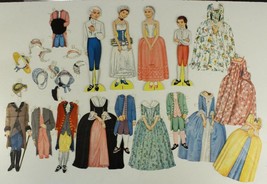 Vintage Paper Doll Lot Queen Holder COLONIAL George Sally James Martha &amp;... - $229.64 MXN
