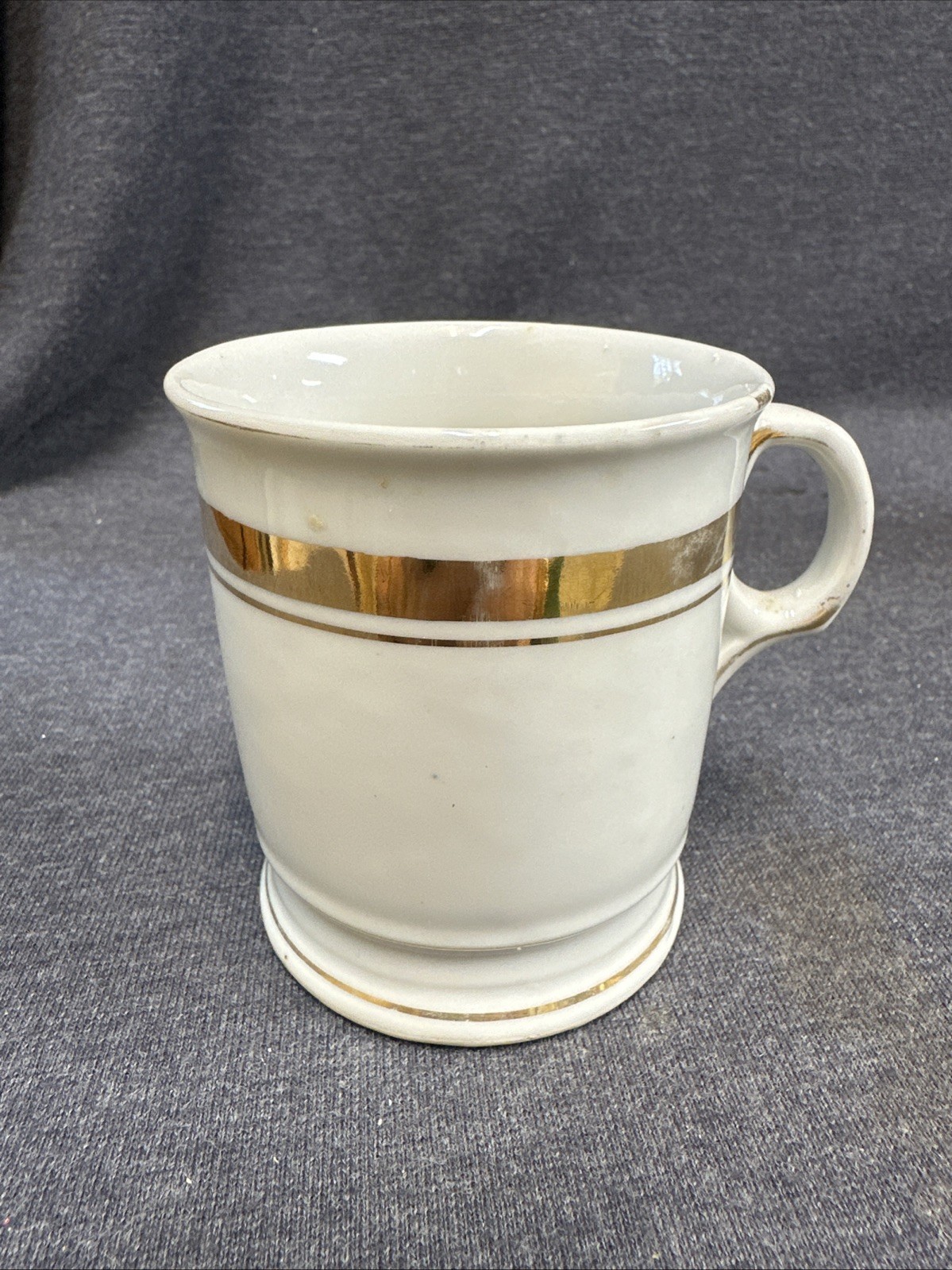 Vintage Antique  SHAVING soap MUG white Gold trim Porcelain Checklosovov... - £5.21 GBP