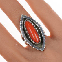 sz6 Mitchell Calabaza Kewa silver ring with Mediterranean red coral - £253.01 GBP