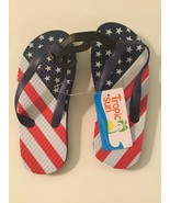 July 4th patriotic USA flip flops Size 13 1Y flag American stars stripes... - $12.79