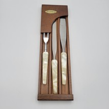 VTG TOWN &amp; COUNTRY FLEETWOOD 3 PIECE KNIFE CARVING SET CELLULOID MCM - £18.18 GBP