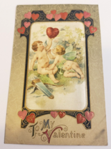 VALENTINE&#39;S DAY Germany Made CHERUBS ART Embossed 1913 Antique HOLIDAY P... - £13.28 GBP