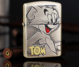 Amazing Armor Smoked Silver Tom And Jerry Double Sided Zippo Lighter - $141.55