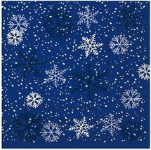 Disposable Christmas Lunch Napkins - 6.5 x 6.5&quot; Blue Snowflake Hand Towel 60pcs - £18.75 GBP