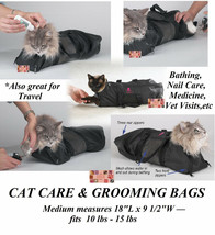 MEDIUM CAT GROOMING Nail Clip Bath Travel BAG NO BITE SCRATCH RESTRAINT ... - £18.84 GBP