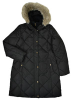 Lauren Ralph Lauren Women&#39;s Diamond-Quilted Hooded Puffer Coat, Black, M 7804-3 - £236.67 GBP