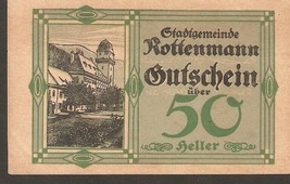 Austria Stadtgemeinde ROTTENMANN 50 heller 1920 Austrian Notgeld - £3.85 GBP
