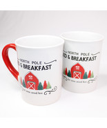 Christmas Coffee Mug Tea Cup North Pole Bed &amp; Breakfast Hot Cocoa Red Ba... - $18.45