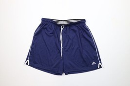 Vintage Adidas Mens XL Spell Out Above Knee Running Jogging Soccer Shorts Blue - £33.44 GBP