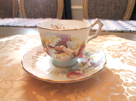AYNSLEY BONE CHINA TEACUP &amp; SAUCER NO.31 ORANGE FLOWER MADE IN ENGLAND - $18.76
