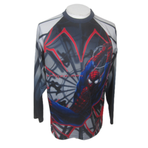 Spiderman Mens Long Sleeve T Shirt 22.5&quot; pit to pit L polyester vintage ... - £17.40 GBP