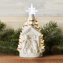 Lighted Nativity Scene Christmas Tree Tabletop Centerpiece Holiday Home ... - $24.93