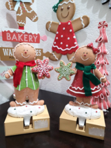 Christmas Gingerbread Couple Boy Girl Peppermint Stocking Holder Mantel ... - $64.34