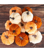 Pumpkin Decor 12Pcs Artificial Fake Faux Velvet Foam Fabric Pumpkins Dec... - $417.66 MXN