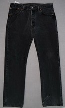 Levis 501 Original Fit Jeans 38W x 34L Straight Leg Button Fly 100% Cotton Black - $17.41