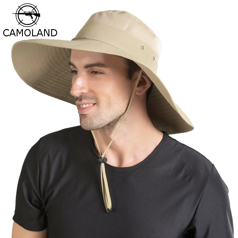 CAMOLAND 15cm Super Large Wide Brim Bucket Hat Summer UPF50+ Sun Hat For Men - £19.37 GBP