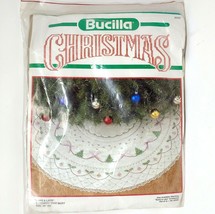 Bucilla Christmas BOWS &amp; LACE 45 Inch Round Stitchery Tree Skirt Holly Heart USA - £50.42 GBP