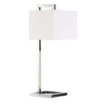 26&quot; Silver Metal Square Arched Table Lamp With White Square Shade - £161.34 GBP