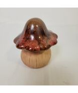 Clay Mushroom Brown Gold Ceramic Drip Glaze Natural Base Decor Fairy Gar... - $13.76 CAD