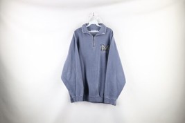Vtg 90s Mens XL Distressed Stonewash University of Michigan Half Zip Sweatshirt - $54.40