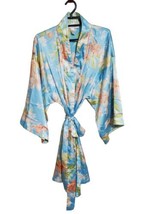 Oscar De La Renta Pink Label Large Kimono Robe Tropical Floral Print Poc... - $26.99