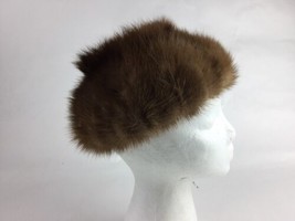 Ladies Very Chic Vintage Mink Pillbox Hat Medium Brown - £23.35 GBP