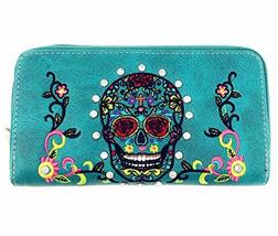 Texas West Women&#39;s Embroidered Flora Sugar Skull Purse Handbag and Clutch Wallet - £22.94 GBP