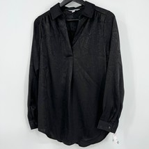 Women&#39;s Black Blouse Size Small V Neck Pullover Textured - $12.87