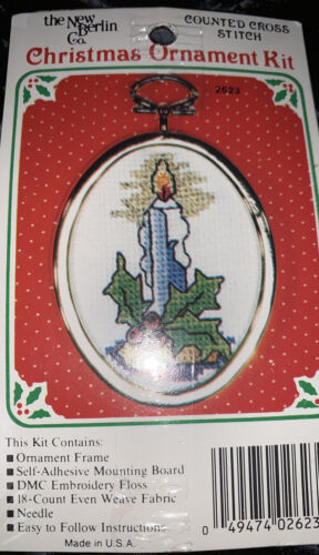 New Berlin Counted Cross Stitch Ornament Kit Christmas Candle &amp; Holly #2... - $9.78