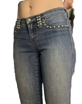 Cache Strass Gioiello Impreziosito Bootcut Jeans Y2K Misura 0 26x33 Blu Denim - £17.05 GBP