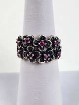 Or Paz Sterling Silver Ruby ring in Flowers Size 6 Excellent condition 925 PZ - £37.97 GBP