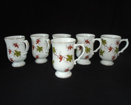 Royal Victoria Mugs Cups Set of 6 Red Grapes Green Leaves English Bone China - £19.11 GBP