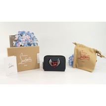 Christian Louboutin Panettone Red Heart Leather Zip Around Card Case Wal... - £434.85 GBP
