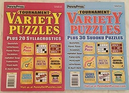 Lot of 2 Penny Press Tournament Variety Puzzles Puzzle Books Plus Sylllacrostics - £11.83 GBP