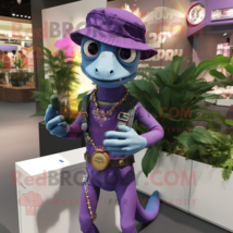 Purple Geckos mascot costume character dressed with a Jeans and Bracelet watches - $1,209.00