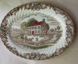 Oval Serving Platter Johnson Bros Heritage Hall Pennsylvania Fieldstone 12&quot; UK - £30.95 GBP