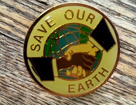 Vintage 1991 SAVE OUR EARTH planet Enamel lapel hat jacket button tack p... - $12.00