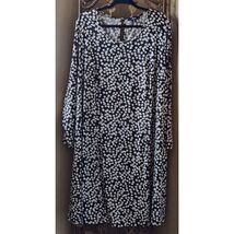 Ellos Black White Circle Dot Print Smooth Slinky Knit Trapeze Dress - $15.79