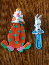 Lot of 2 Rocko Blue &amp; Tan Crazy Dog &amp; Orange &amp; Green CLOWN Plastic Rubbe... - £8.23 GBP