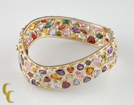 Multi-Colored Gemstone 18k Yellow Gold Bangle Bracelet - £4,773.55 GBP