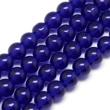 Bead Lot 5 strand 8mm round Blue glass 12 inch strands S12 - £7.46 GBP