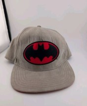 Batman Hat Faux Suede Khaki Beige Red Black Logo Snapback - $11.36