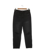 American Eagle Jeans Womens 10 Hi Rise Mom Straight Distressed Denim Black - $33.83 CAD
