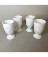 Fostoria Milk Glass Set of Four Water Glasses Goblets, Randolph Pattern - $57.50 CAD