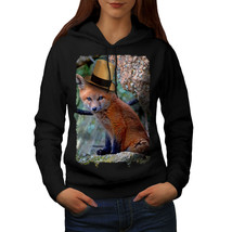 Wellcoda Fox Hat Cool Animal Womens Hoodie, Flame Casual Hooded Sweatshirt - £29.12 GBP