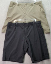 Lot Of 2 Hang Ten Board Shorts Men 40 Tan Dark Gray Polyester Pockets Drawstring - £13.00 GBP